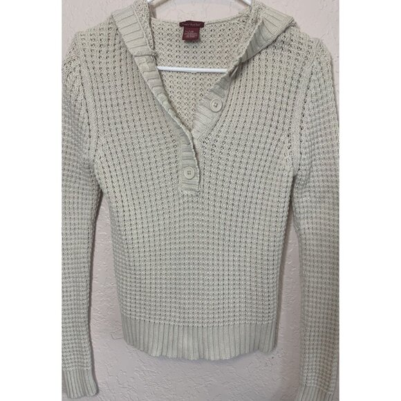 Levi 's Red Tag Ivory Hoodie Sweater Pullover 4 button Closure Women's Size L - Picture 1 of 5